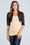 Women’s Chiffon Sheer Open Front 3/4 Sleeve Shrug | Zarnesh