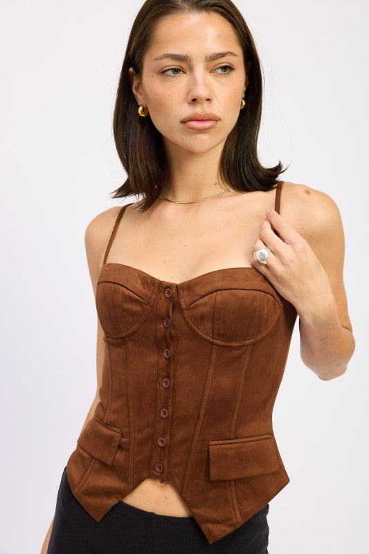 Women’s Corset Inspired Button Back Lace Up Top | Zarnesh