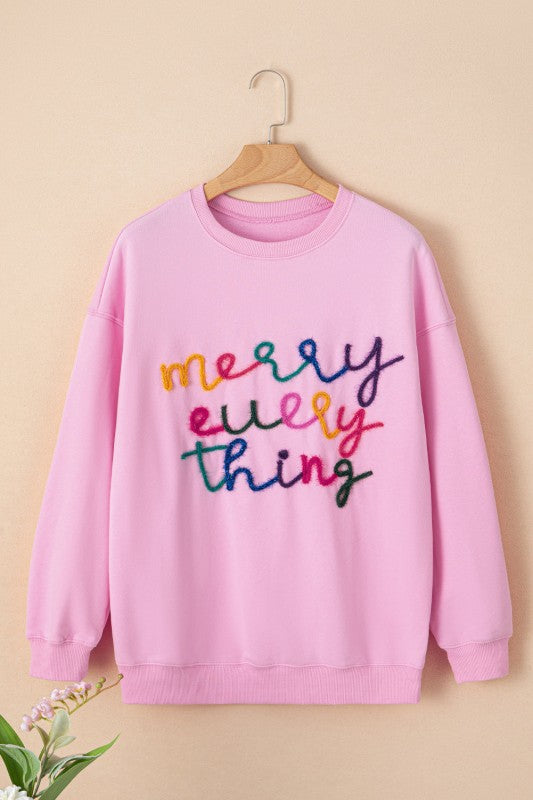 Women’s Christmas Drop shoulder Merry Everything Tinsel Sweatshirt | Zarnesh