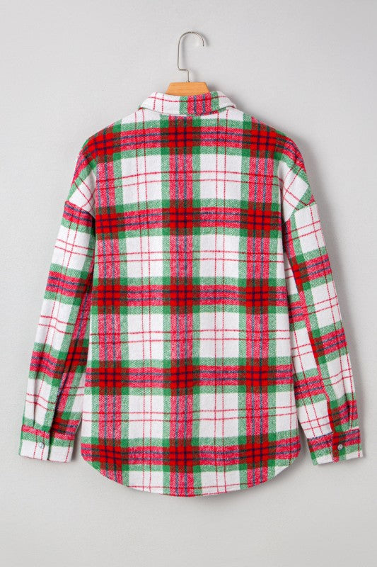 Women’s Christmas Flannel Plaid Button-Up Shacket | Zarnesh