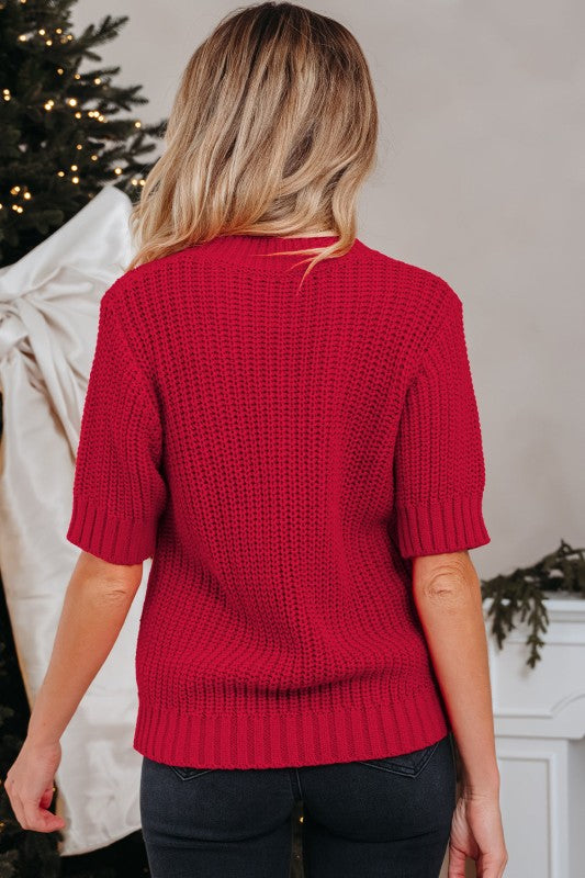 Women’s Christmas Lace-Up Plaid Bows Puff Sleeve Sweater | Zarnesh