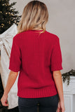 Women’s Christmas Lace-Up Plaid Bows Puff Sleeve Sweater | Zarnesh