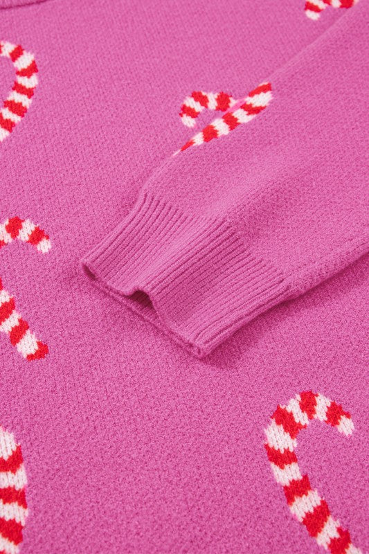 Women’s Christmas Candy Cane Drop Shoulder Sweater | Zarnesh
