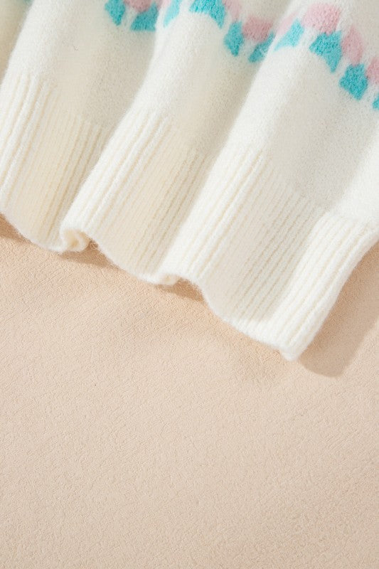 Women’s Christmas Ribbed Trim Chevron Stripe Sweater | Zarnesh