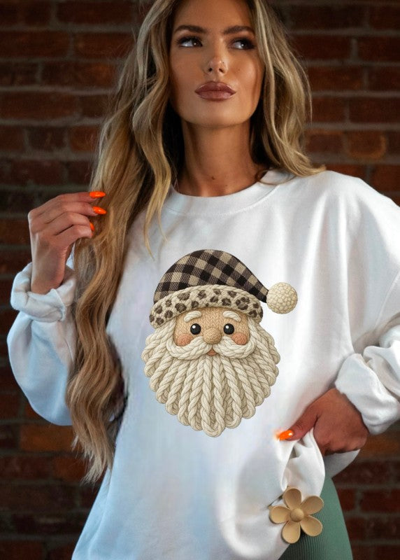 Women’s Christmas Santa Graphic Crochet Graphic Sweatshirt | Zarnesh