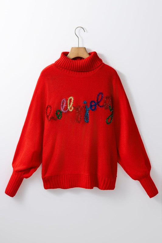 Women’s Christmas Tinsel Holly Jolly Tinsel Turtleneck Sweater | Zarnesh