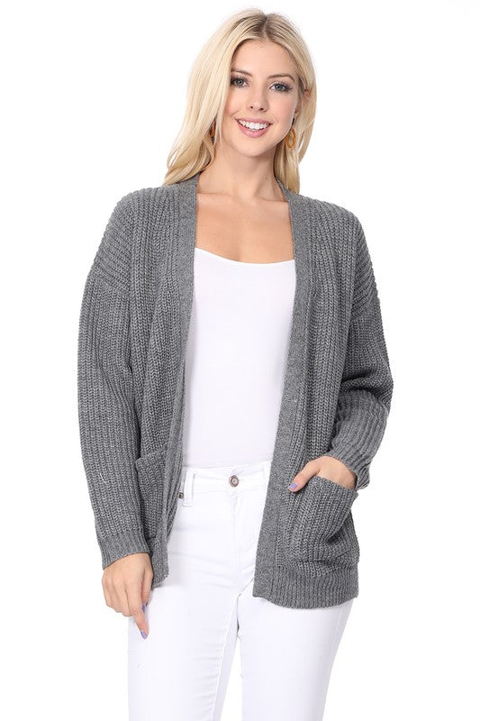 Women’s Chunky Waffle Knit Open Front Sweater Cardigan | Zarnesh