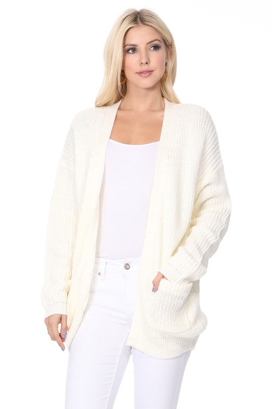 Women’s Chunky Waffle Knit Open Front Sweater Cardigan | Zarnesh