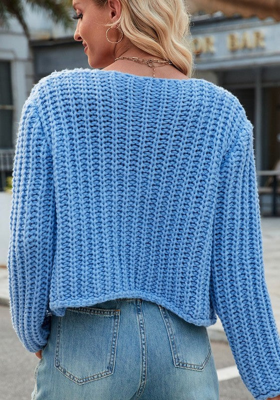 Women’s Chunky Knit Cropped Knit Cardigan | Zarnesh