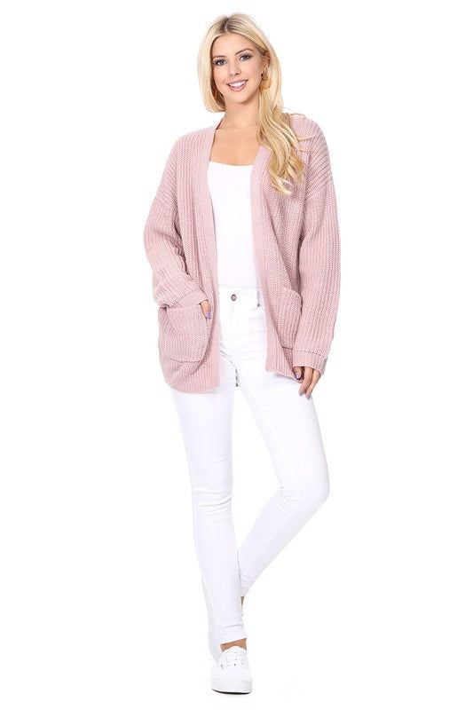 Women’s Chunky Waffle Knit Open Front Sweater Cardigan | Zarnesh