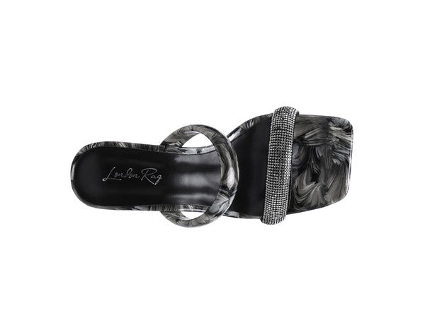 Women's KRYPTON Clear Block Heeled Marble Print Slides | Zarnesh