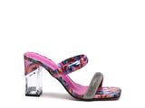 Women's KRYPTON Clear Block Heeled Marble Print Slides | Zarnesh