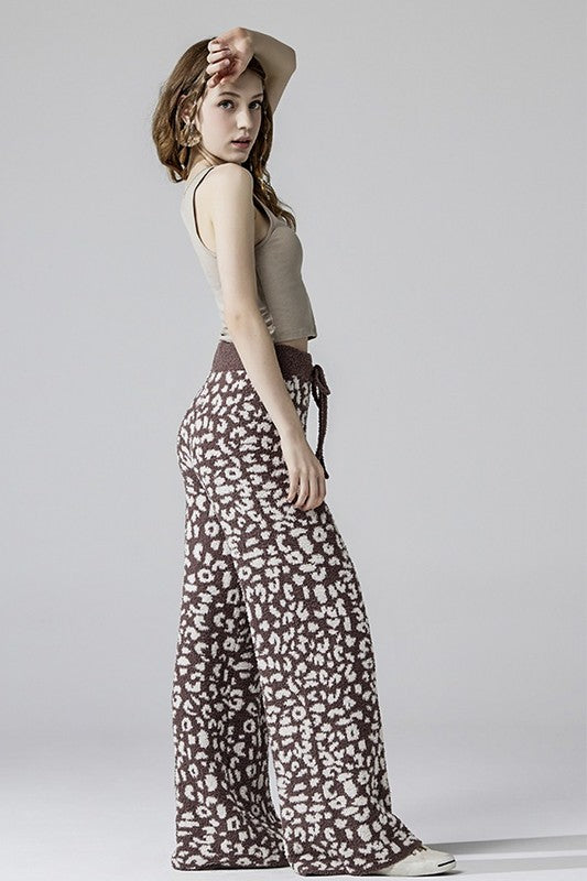 Women’s Plus Warm Soft Leopard Fuzzy Lounge Casual Pants | Zarnesh