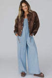 Women’s Leather Drawstring Faux Hem Pocketed Jacket | Zarnesh