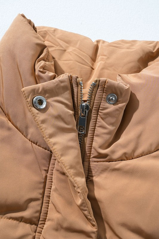 Women’s Long Puffer Quilted Solid Zip Up Vest | Zarnesh