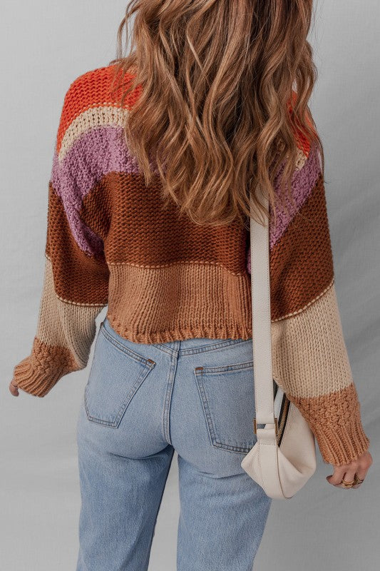 Women’s ColorBlock Chunky Striped Drop Shoulder Sweater | Zarnesh