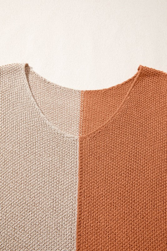 Women’s ColorBlock Knit Pullover V-Neck Sweater | Zarnesh
