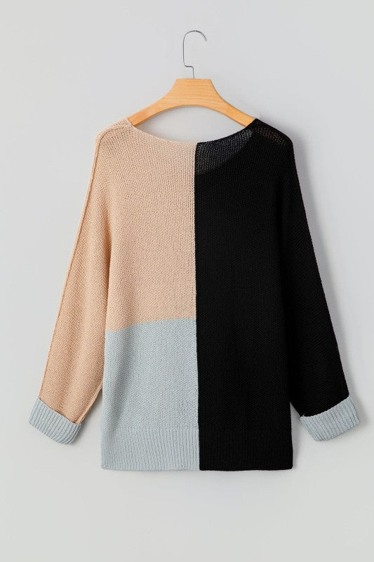 Women’s ColorBlock Knit Pullover V-Neck Sweater | Zarnesh