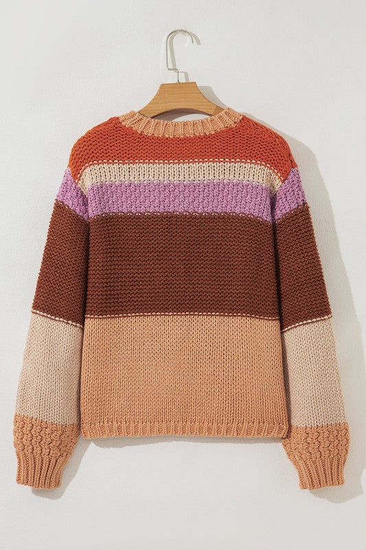 Women’s ColorBlock Chunky Striped Drop Shoulder Sweater | Zarnesh