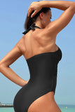 Women’s Color Block Halter Cross Lace One Piece Swimsuit | Zarnesh