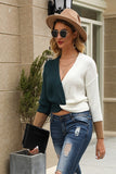 Women’s Color Block Ribbed Cropped Knit Batwing Sleeve Sweater | Zarnesh