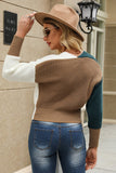 Women’s Color Block Ribbed Cropped Knit Batwing Sleeve Sweater | Zarnesh