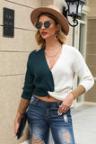 Women’s Color Block Ribbed Cropped Knit Batwing Sleeve Sweater | Zarnesh