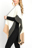Women's Color Block Soft Knit Winter Shawl Wrap Poncho | Zarnesh
