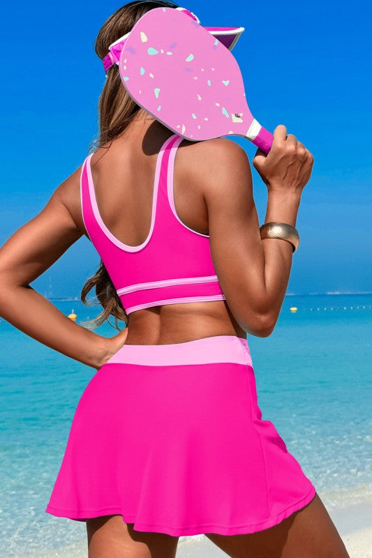 Women’s Color Block Two Pieces High Waisted Skirt Swimsuit | Zarnesh