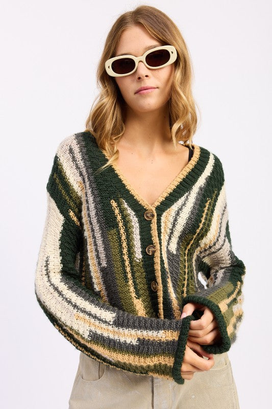 Women’s Color Mixed Striped Open Front Cardigan Top | Zarnesh