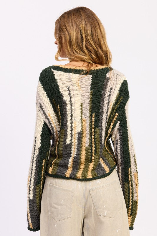 Women’s Color Mixed Striped Open Front Cardigan Top | Zarnesh