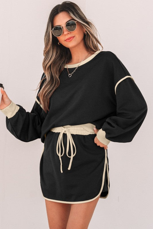 Women’s Colorblock Top and Drawstring Skirt Set | Zarnesh