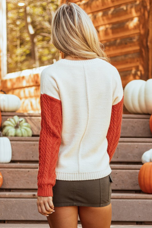 Women’s Colorblock Patch Pocket Drop Shoulder Sweater | Zarnesh