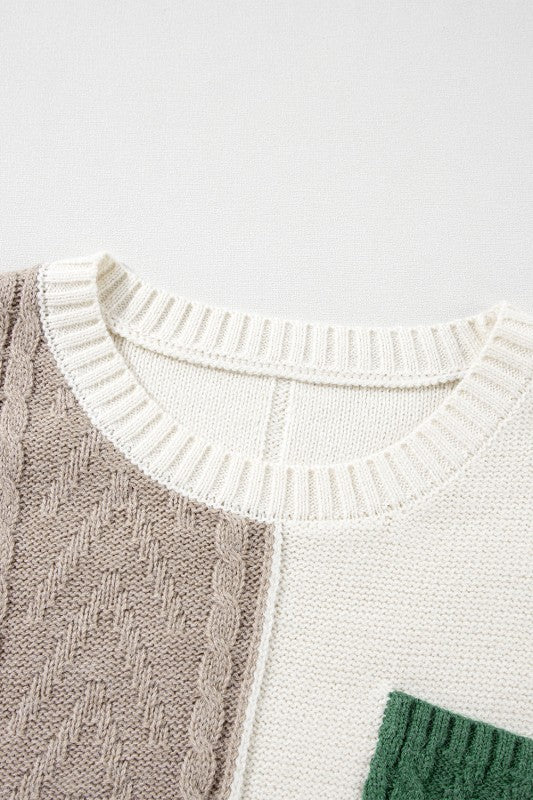 Women’s Colorblock Patch Pocket Drop Shoulder Sweater | Zarnesh
