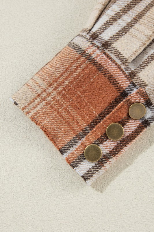 Women’s Colorblock Patchwork Plaid Snap Buttoned Shacket | Zarnesh