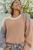 Women’s Colorblock Patchwork Pullover Round Neck Sweater | Zarnesh