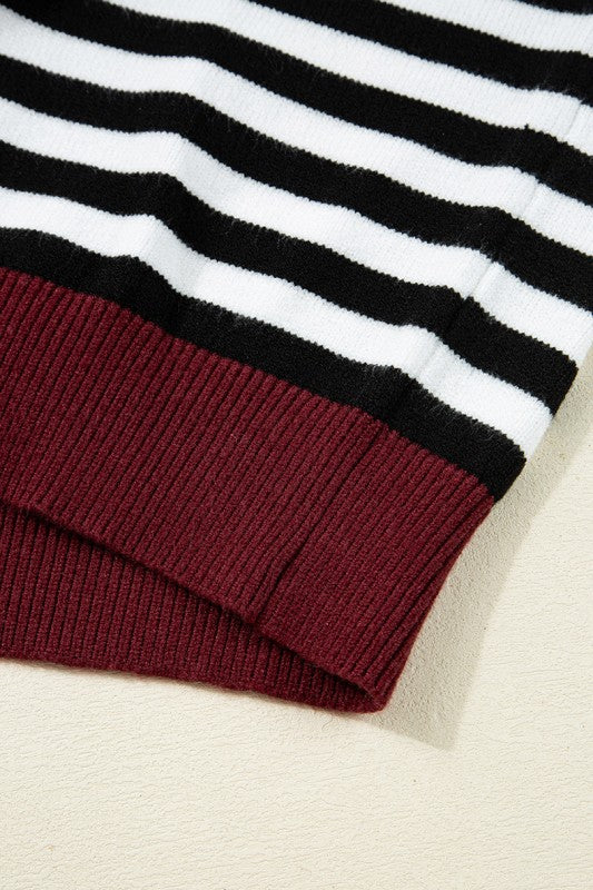 Women’s Colorblock Patchwork Striped Sleeve Chic Sweater | Zarnesh