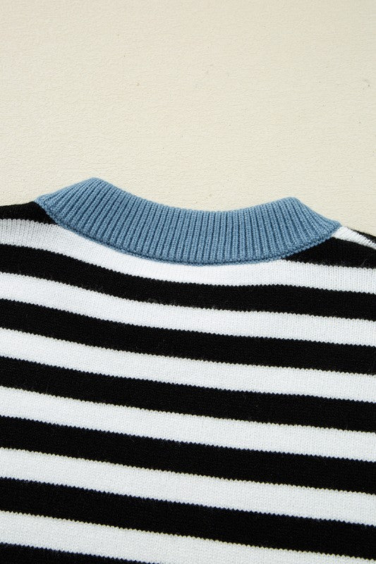 Women’s Colorblock Patchwork Striped Sleeve Chic Sweater | Zarnesh