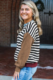 Women’s Colorblock Patchwork Striped Sleeve Chic Sweater | Zarnesh