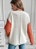 Women’s Colorblock Pullover Cable Knit Sweater | Zarnesh