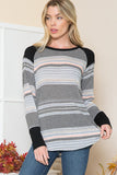 Women’s Colorblock Striped Pullover Sweatshirt with Black Sleeves | Zarnesh