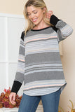 Women’s Colorblock Striped Pullover Sweatshirt with Black Sleeves | Zarnesh