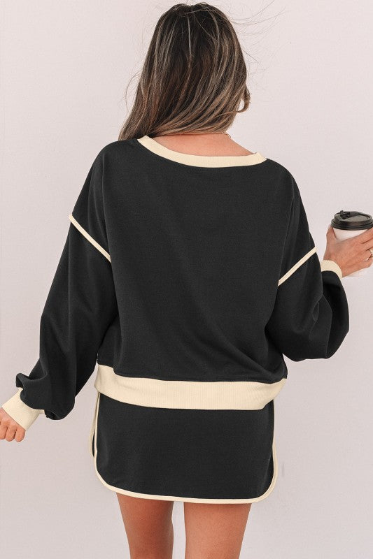 Women’s Colorblock Top and Drawstring Skirt Set | Zarnesh