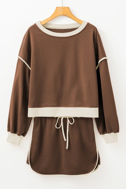 Women’s Colorblock Top and Drawstring Skirt Set | Zarnesh