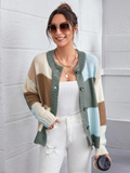 Women’s Colorblock plaid Knit Button Up Sweater Cardigan | Zarnesh