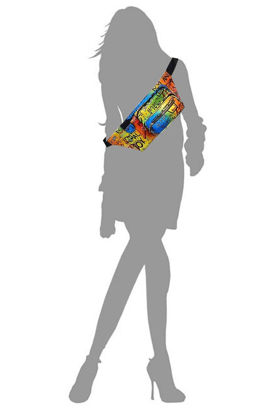 Women’s Colorful Graffiti Print Fanny Pack Bag | Zarnesh
