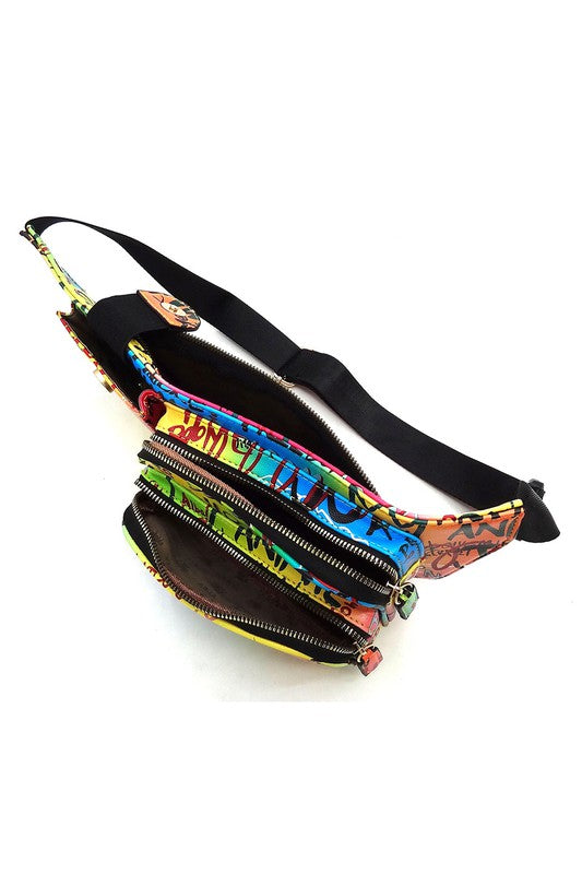 Women’s Colorful Graffiti Print Fanny Pack Bag | Zarnesh