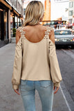 Women’s Contrast Low Back Lace Cold Shoulder Top | Zarnesh