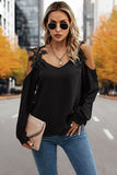 Women’s Contrast Low Back Lace Cold Shoulder Top | Zarnesh