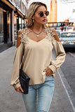 Women’s Contrast Low Back Lace Cold Shoulder Top | Zarnesh